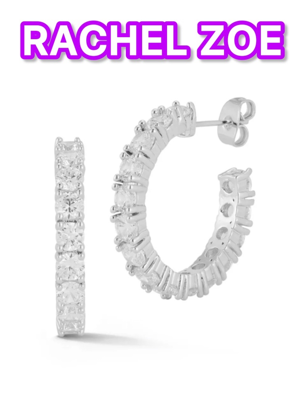 NWT RACHEL ZOE CUBIC ZIRCONIA STATEMENT HOOP EARRINGS